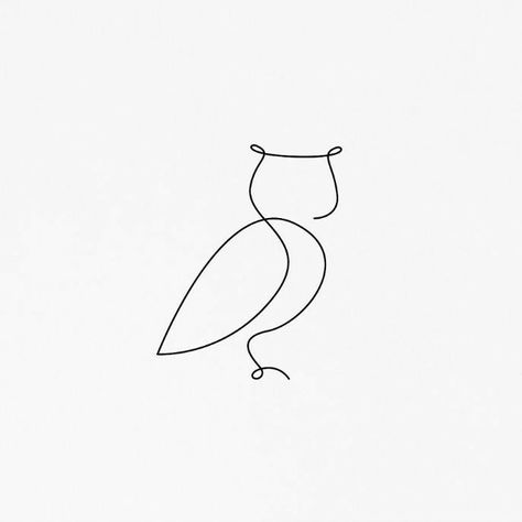 Single Line Drawing, Minimalist Drawing, Simple Line Drawings, Line Art Tattoos, Pola Sulam, Owl Tattoo, Art Painting Acrylic, Line Tattoos, Alam Semula Jadi