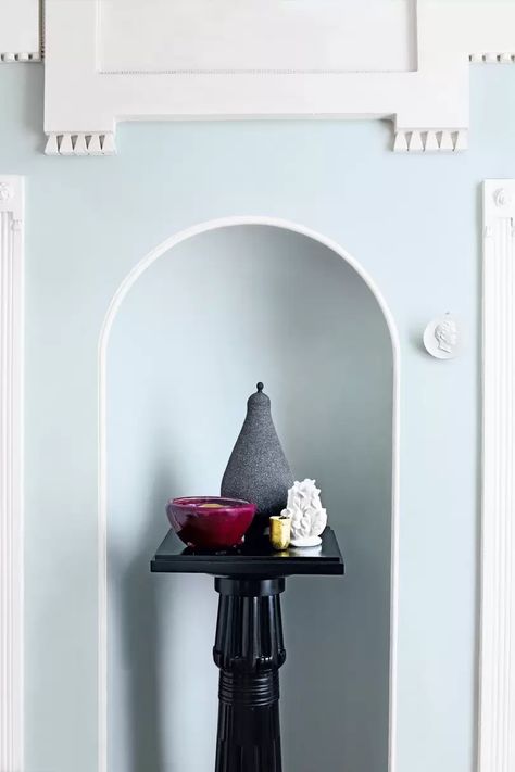 A shoppable, Regency-inspired scheme curated by our decoration editors | House & Garden Napoleonic Blue, Choosing Paint Colours, Beautiful Entryways, Joinery Design, Paint And Paper Library, Choosing Paint, Paint Colour, Pink Kitchen, Little Greene