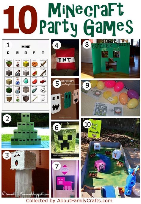 50+ DIY Minecraft Birthday Party Ideas | About Family Crafts Minecraft Craft Ideas, Ghast Pinata, Ghost Pinata, Minecraft Birthday Party Games, Minecraft Party Games, Minecraft Diy Crafts, Diy Minecraft Birthday Party, Minecraft Birthday Party Ideas, Minecraft Bday