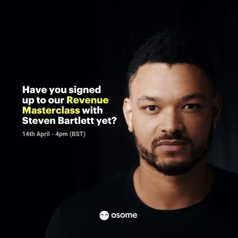 Our tickets for the Revenue Masterclass with Steven Bartlett on the 14th April are going fast! Get yours while they last 🚀🙌🏽 Sign up here: https://osome.com/uk/events/webinars/revenue-masterclass/ Steven Bartlett, Free Guide, Master Class, Interview, Sign Up, Key, Fictional Characters