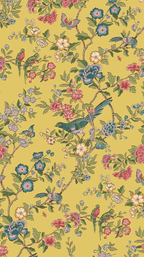 Bird Pattern Wallpaper, Chintz Print, Vintage Flowers Wallpaper, Print Design Art, Textile Prints Design, Chinoiserie Wallpaper, Textile Pattern Design, Cute Patterns Wallpaper, Flower Phone Wallpaper