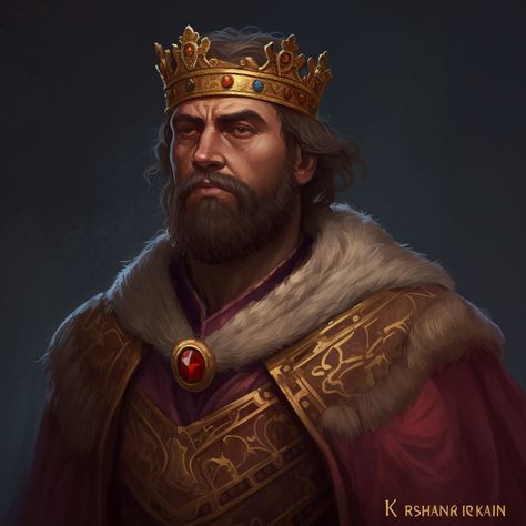 Old King Character Art, Medieval King, Medieval Tattoo, Prince Dragon, Throne Of Glass Books, Old King, Royal King, King Art, Dungeons And Dragons Characters