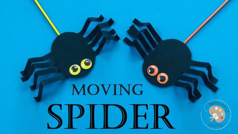 Spider Crafts Preschool, Spider Craft For Kids, Craft Spider, Moving Spider, Spider For Halloween, Craft For Halloween, Spider Craft, Easy Craft For Kids, Spider Crafts