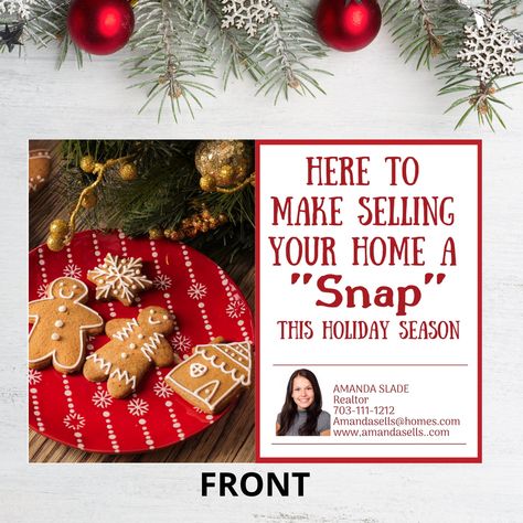 Realtor Christmas Cards, Real Estate Holiday Cards, Fun Holiday Cards, Holiday Card Template, Realtor Marketing, Christmas Post, Christmas Postcard, Marketing Ideas, Post Card