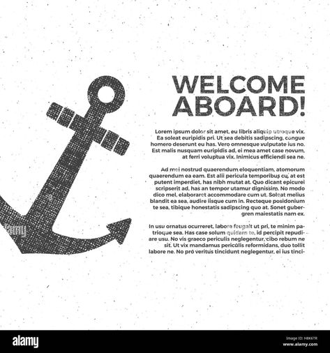 Download this stock vector: Nautical banner Design. Sailor vector poster template. Anchor label and print design with sailor symbol, typography poster. Welcome aboard sign. T-shirt Printing. Web design icon. Vintage anchor flyer - H8K6TR from Alamy's library of millions of high resolution stock photos, illustrations and vectors. Nautical Banner, Web Design Icon, Create A Banner, Bridal Shower Banner, Youtube Banner Template, Vector Poster, How To Make Banners, Invitation Flyer, Nautical Party