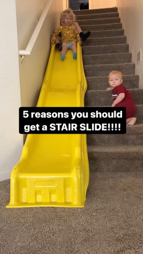 Stair Slide Indoor, Slide For Stairs, Diy Stair Slide, 1rst Birthday, Stair Slide, Diy Slides, Playground Slide, Diy Stairs, Kids Diy