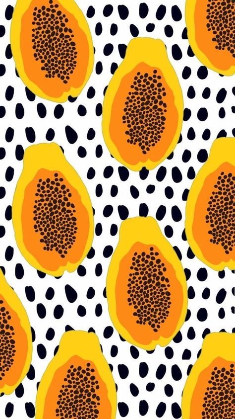 Wal Art, Fruit Wallpaper, Kunst Inspiration, Graphic Wallpaper, Pattern Illustration, Surface Pattern Design, 그림 그리기, Papaya, Pattern Wallpaper