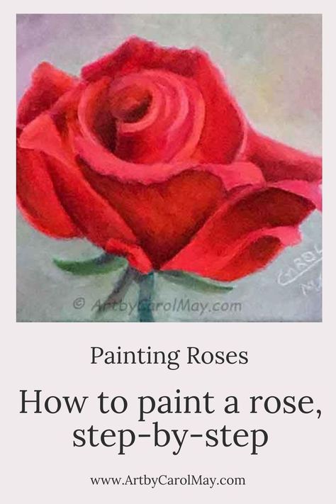 Tutorial of how to paint a rose with oil paints. Rose Painting Oil Paint, Paint Roses Step By Step, How To Paint A Rose, Paint A Rose, Practice Painting, Rose Step By Step, Rose Oil Painting, Oil Painting Tutorial, Art Apps