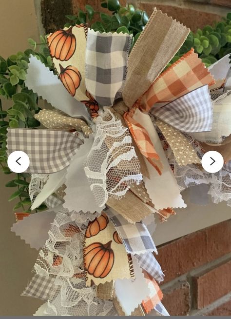 Fall Crafts With Ribbon, Fall Rag Garland Diy, Fall Ribbon Garland Diy, Fall Fabric Garland Diy, Rag Tie Garland Diy, Fall Banister Decor, Fall Diy Garland, Fall Ribbon Garland, Fall Retail Display Ideas