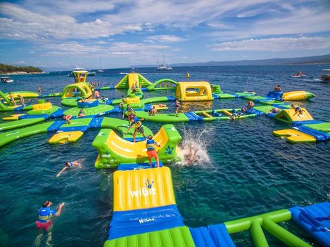 Water Parks In Texas, Water Places, Seaside Heights, Water Playground, Inflatable Water Park, Lake Travis, Wisconsin Dells, Water Sport, Floating In Water