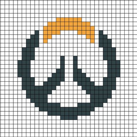 A pixel art template of the Over-watch logo. A 2016 team based multiplayer first person shooter video game. Overwatch Pixel Art Grid, Arcane Pixel Art, Overwatch Pixel Art, Video Game Perler, Grid Patterns, Pixel Drawing, Pixel Art Grid, Pixel Art Games, Minecraft Pixel Art