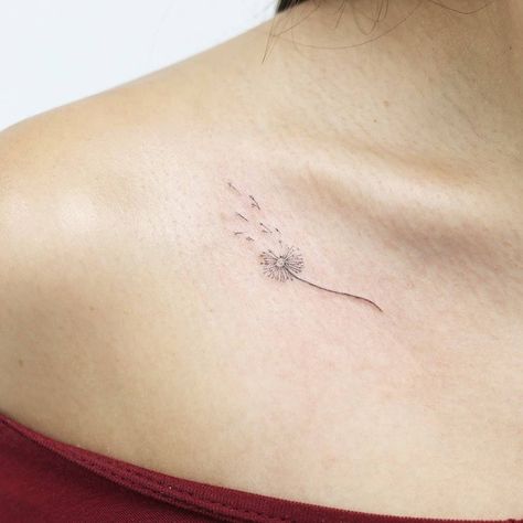 Collar Bone Women, Minimalist Tattoo Ideas With Meaning, Dandelion Tattoo Meaning, Dandelion Tattoos, Firefly Tattoo, Tattoo Ideas With Meaning, Dandelion Tattoo Design, Zicxa Photos, Minimalist Tattoo Meaning