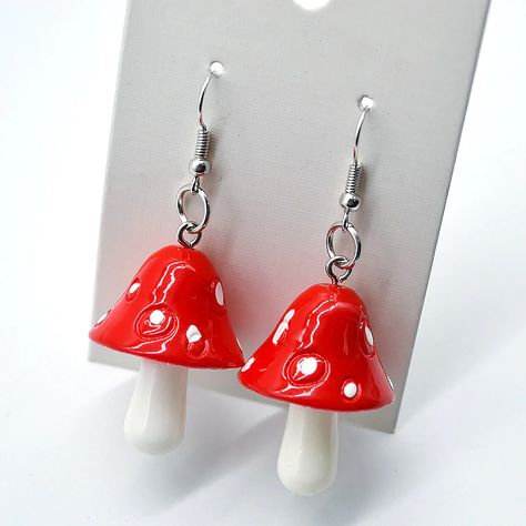 Earring Inspo, Aesthetic Accessories, Vintage Mushroom, Earrings Handmade Dangle, Funky Earrings, Classic Earrings, Girl Jewelry, Long Pendant, Drop Earring