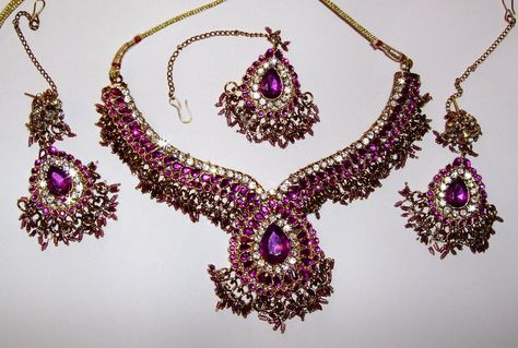 Purple Wedding Jewelry | Purple & Gold Indian Jewellery Set Purple Dress Jewelry, Indian Jewellery Set, Purple Jewelry Set, Purple Wedding Jewelry, Indian Jewelry Set, Indian Bridal Jewellery, Jewelry Purple, Xmas List, Indian Jewelry Sets