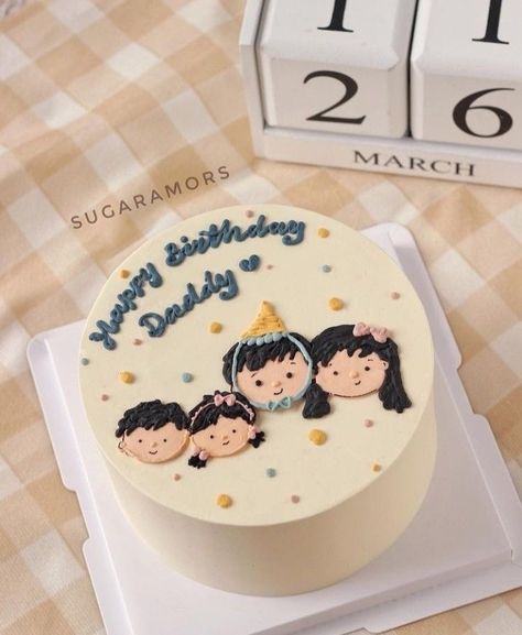 Cake Design For Dad Birthday, Korean Cake Birthday Boys, Creative Birthday Cake For Husband, Birthday Cake For Dad Ideas, Korean Cake For Boyfriend, Cake Birthday Korea, Happy Birthday Papa Cake, Korean Birthday Cake, Birthday Cake For Papa