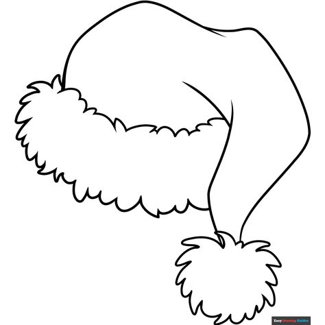 Free Santa Hat Coloring Page for Kids Winter Hat Coloring Page, Santa Hat Coloring Page, Santa Hat Template Free Printable, Grinch Template Free Printable, Santa Face Template Free Printable, Santa Face Template, Santa Hat Template, Santa Hat Drawing, Clothes Coloring