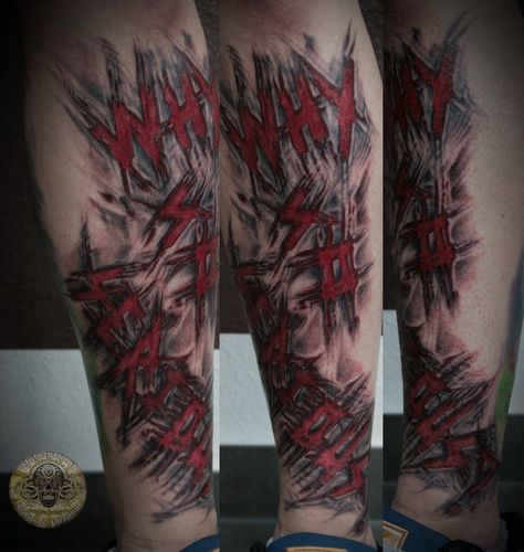 bloody scratchy sliced lettering tattoo in prog. by 2Face-Tattoo on DeviantArt 2face Tattoo, Lettering Tattoo, Why So Serious, Tattoo Lettering, Tattoo Style, I Tattoo, Tatting, Highlights, Deviantart