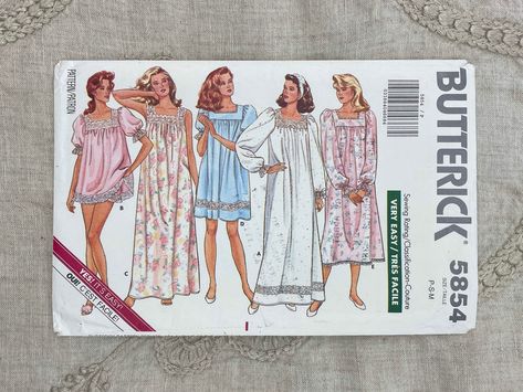 Nightie Pattern, Nightgown Pattern, Babydoll Nightgown, Tap Pants, Butterick Pattern, Butterick Sewing Pattern, Night Shirt, Vintage Sewing Patterns, Vintage Pattern