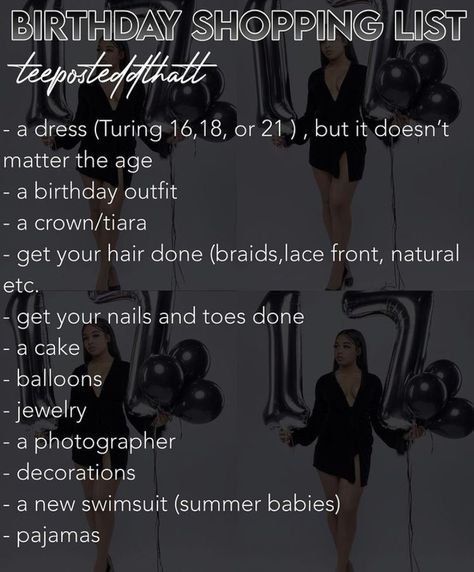 Birthday Glow Up List, Things To Do For Your 15th Birthday, Baddie Shopping List, Birthday Ideas For Teens 15, Seventeenth Birthday Ideas, Ideas For 17th Birthday, 18th Birthday Wishlist, 16th Birthday Wishlist, Baddie Birthday Ideas