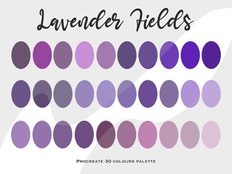 Procreate Swatches, Color Palette For Procreate, Color Palette Procreate, Lavender Color Palette, Purple Color Palette, Procreate Palette, Brand Colour Schemes, Cowhide Print, Purple Color Palettes