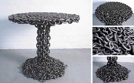 chain table Chain Table, Chain Art, Scrap Recycling, Recycled Metal Art, Welding Art Projects, Metal Furniture Design, Metal Tree Wall Art, Table Haute, Steel Sculpture