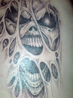 Maiden Tattoo, Mine Tattoo, Skull Drawing Sketches, Cool Skull Drawings, Cute Monsters Drawings, Black Art Tattoo, Tattoo Filler, Clown Tattoo, Feather Tattoo Design