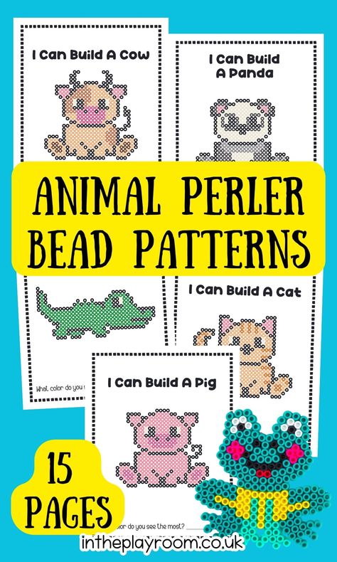 25+ Animal Perler Bead Ideas with Printable Templates - In The Playroom Perler Bead Ideas, Free Crafts, Rainy Day Fun, Activities For Boys, Activities For Girls, Perler Bead Templates, Printables Free Kids, Beading Patterns Free, Beads Pictures