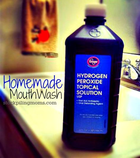 Homemade MouthWash - 1 Ingredient! http://www.stockpilingmoms.com/2012/11/homemade-mouthwash-pin-it/ Homemade Mouth Wash, Hydrogen Peroxide Mouth Rinse, Peroxide Mouth Rinse, Natural Teeth Whitening Remedies, Toothpaste Recipe, Homemade Mouthwash, Mouth Wash, Natural Mouthwash, Teeth Whitening Homemade