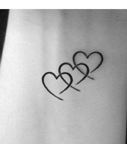 Three Interlocking Hearts Tattoo, Three Heart Tattoo, September Tattoo, 3 Hearts Tattoo, Hand Heart Tattoo, Heart Tattoo Ankle, Tattoo Happy, V Tattoo, Side Wrist Tattoos