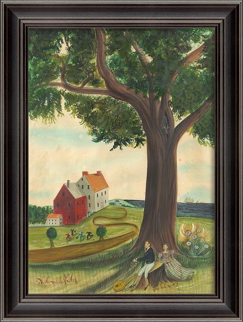 The Hideaway Framed Wall Art - Temple & Webster Sheep Landscape, Lukisan Lanskap, Primitive Sheep, Americana Home, Primitive Painting, Primitive Walls, Blue Canvas Art, Pied Piper, Antique Statue