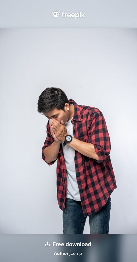 A man coughing and covering her mouth wi... | Free Photo #Freepik #freephoto #cover #hand #cold #care Person Coughing, Cold Images, Cupped Hands, Indian Man, Free Photo, Free Photos, Striped Shirt, A Man, Black And White