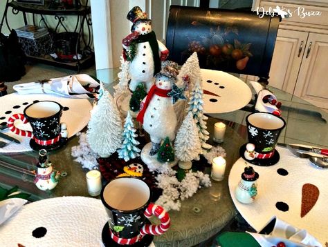 5 Snowman Centerpieces Decorate Winter Table Snowman Table Decorations Centerpieces, Snowman Table Decorations, Snowman Centerpieces, Decorating With Snowmen, Christmas Tea Party, Winter Tablescapes, Snowman Party, Decor Ideas For Living Room, Dining Room Centerpiece