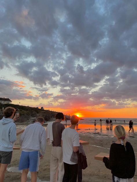 polzeath cornwall sunset summer beach English Beach Aesthetic, Cornwall Beach Aesthetic, Summer In Cornwall, Uk Beach Aesthetic, England Summer Aesthetic, Cornwall Aesthetic, Cornish Summer, Polzeath Cornwall, Cornwall Summer