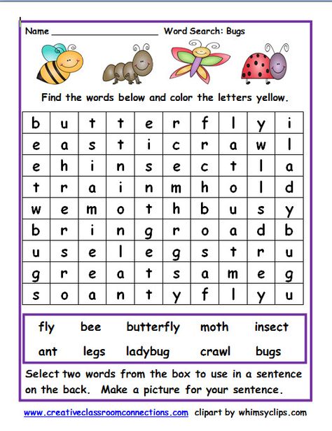 Free word search worksheet with names of insects. Find more free worksheets at www.pinterest.com/susankhansen/ Insect Word Search, Word Search Preschool, Insect Worksheet, Insects For Kids, Teacher Binder Organization, Word Puzzles For Kids, Basic Sight Words, Free Word Search, Insects Preschool