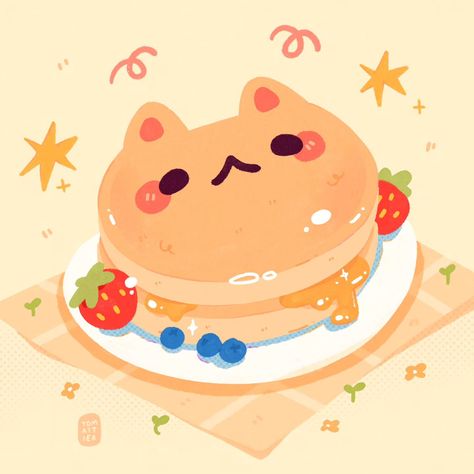 Breakfast Food Drawing Easy, Pancakes Aesthetic Drawing, Pancakes Art Drawing, Stack Of Pancakes Drawing, Cute Breakfast Drawing, Cute Desserts Drawings, Food Illustrations Art, Cute Doodles Food, Cute Picnic Drawing