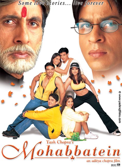 Mohabbatein (2000) Bollywood Classics, Desk Pictures, Top Bollywood Movies, Film India, Bollywood Poster, Tam Film, Srk Movies, Best Bollywood Movies, Yash Raj Films