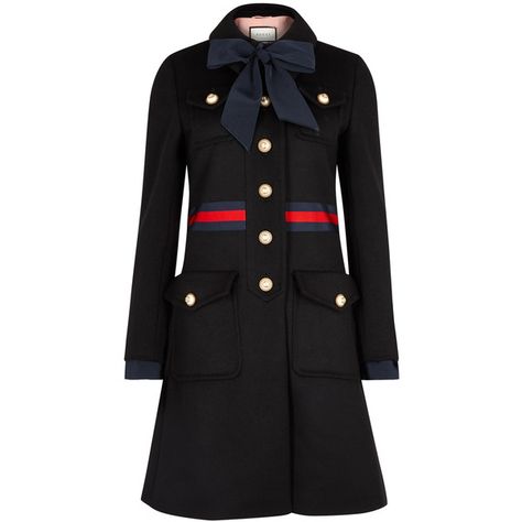 Gucci Black bow-embellished wool coat (64 595 UAH) ❤ liked on Polyvore featuring outerwear, coats, jackets, black, gucci, striped neck ties, bow coat, neck ties, bow neck tie and neck-tie Bow Coat, Striped Coat, Gucci Coat, Coats Black, Gucci Dress, Jackets Black, Types Of Coats, Black Jackets, Black Bow Tie