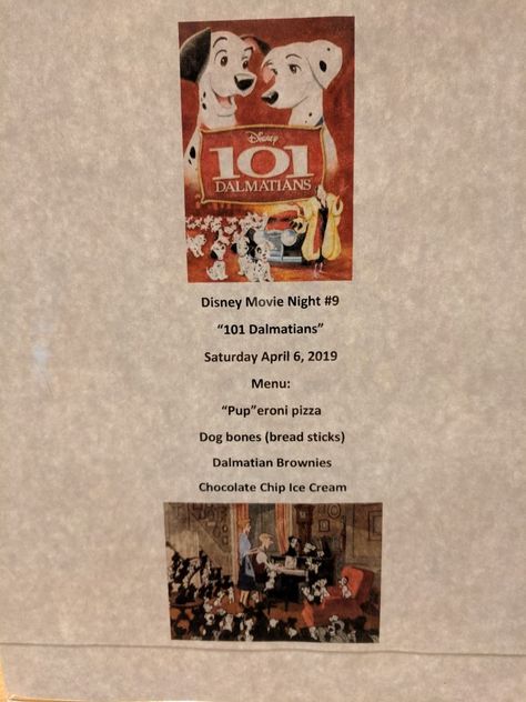 101 Dalmatians Dinner, 101 Dalmations Food Movie Nights, 101 Dalmatians Themed Dinner, 101 Dalmations Dinner And Movie, 101 Dalmatians Dinner And A Movie, 101 Dalmations Movie Night, 101 Dalmatians Movie Night, Dinner And Movie Theme Night, Disney Movie Night Menu