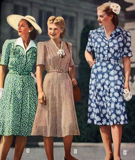 What did women wear in the 1940s? Dresses, blouses, pants, shoes, swimsuits, and jeewelry all with a unique 1940s style. Learn more about 1940s fashion now 40s Mode, 1940s Fashion Women, 1940s Women, 1940s Woman, Fashion 1940s, Gaun Fashion, Design Moda, 40s Fashion, Mode Casual