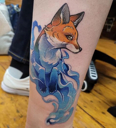 It's been a long time since I've done a Harry Potter tattoo! But here is a fox patronus. :) #harrypotter #harrypottertattoo… | Instagram Fox Patronus Tattoo, Harry Potter Patronus Tattoo, Doe Patronus Tattoo, Harry Potter Expecto Patronum Tattoo, Harry Potter Phinox Tattoo, Fox Patronus, Expecto Patronum Tattoo, Golden Snitch Tattoo, Snitch Tattoo