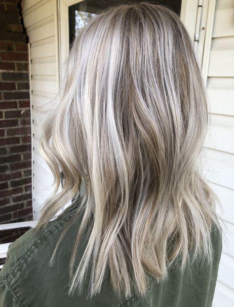 Blondie with ash lowlights! Lowlights Through Blonde Hair, Light Ash Blonde With Lowlights, Blond With Ash Lowlights, Blonde Hair With Thick Lowlights, Ashy Hair With Lowlights, Blonde Hair Ideas With Lowlights, All Over Blonde With Lowlights, Ash Blonde With Silver Highlights, Lowlites In Blonde Hair