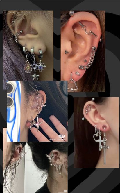 ear piercings inspo for vision board Ear Piercings Boy, Cool Ear Piercings, Pretty Ear Piercings, Grunge Guys, Multiple Ear Piercings, Cool Piercings, Aesthetic Grunge, Tattoos And Piercings, Ear Piercings