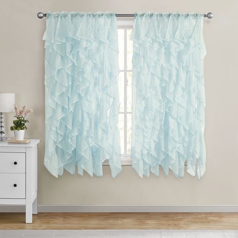 Add dreamy style to your windows with the VCNY Home Waterfall Vertical Ruffle Sheer Curtain. Available in a variety of color options, this sheer curtain has layers of vertical ruffles and a rod pocket top for easy hanging and styling. Ocean Curtains, Home Waterfall, Turquoise Curtains, Beach Curtains, Dining Room Window Treatments, Country Style Curtains, Dreamy Style, Dining Room Windows, Dream Apartment Decor