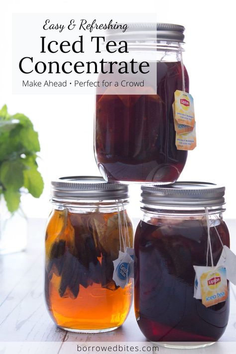 Iced Tea Concentrate is hands down the easiest way to have a cold pitcher of tea ready at all times. Mix it up with fresh fruit, herbs or flavored syrups. Plus it's a great way to serve homemade iced tea at your next party, shower, rehearsal dinner, picnic, or BBQ! #icedtea #icedteaconcentrate #teaconcentrate #icedtearecipe #summer #drinks #beverages #servingacrowd Rehearsal Dinner Picnic, Iced Tea Concentrate, Tea Concentrate Recipe, Easy Iced Tea, Dinner Picnic, Iced Tea Recipes Homemade, Homemade Iced Tea, Tea Concentrate, Flavored Ice