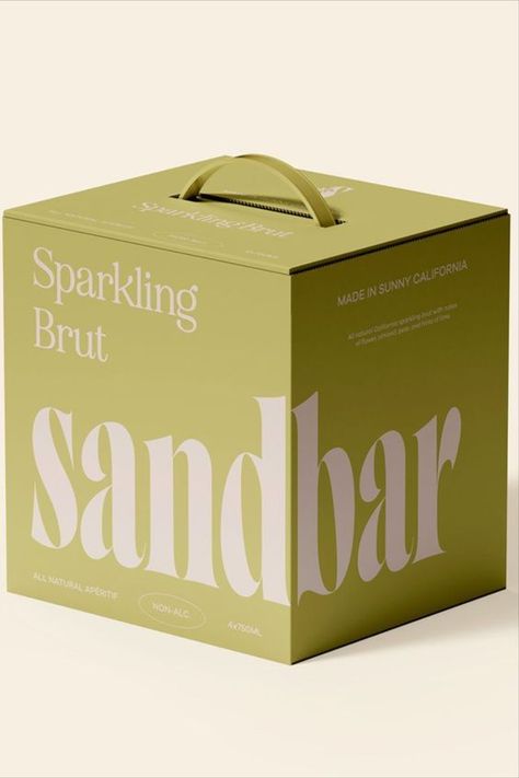 Sarah Gwan Design Studio knows the power of a pastel hue, and it's seen in the packaging design for Sandbar, a sparkling aperitif. Each of the three products in the range is labeled in a shade that represents the color of the liquid within, creating a stunning monotone packaging system that's anything but boring. The casual, laid-back approach to this aperitif adds an element of whimsy and approachability that's always valued. Monochromatic Packaging Design, Sleek Packaging Design, Product Box Design Packaging, Contemporary Packaging Design, Brand Package Design, Minimalist Package Design, Technology Packaging Design, Cute Package Design, Simple Package Design