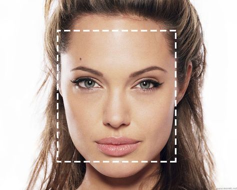 Square Face of Angelina Jolie Chin Layers, Angelina Jolie Face, Haircuts For Square Faces, Angelina Jolie Hair, Pear Shaped Face, Diamond Face Hairstyle, Haircut For Face Shape, Hair Bang, Haircut For Square Face