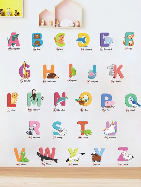 Multicolor    PVC Cartoon,Letter Wall Stickers Embellished   Home Decor Mural Business, Toddler Printables, Kids Alphabet, Physical Activities For Kids, Alphabet Wall, Dream Nurseries, Wall Stickers Home, Alphabet For Kids, Types Of Lettering