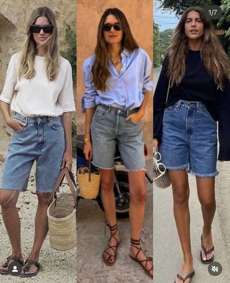 Denim Bermuda Shorts Outfit, Bermuda Shorts Outfit, Looks Shorts, Outfits Primavera Verano, Street Fashion Inspiration, Summer Outfits Beach, Fashion 2025, Pant Top, Look Formal