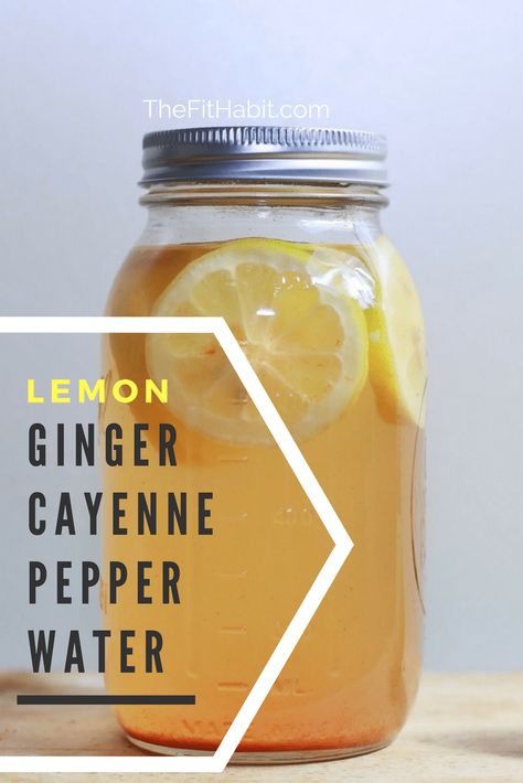 Lemon ginger cayenne pepper detox water recipe.  Ready for a little cleanse activity after a few too many holiday celebrations?  I love this water as it cleanses the liver and helps you flush out toxins.  After a week of drinking this elixer, I always feel so much better. Cayenne Pepper Water, Detoxifying Drinks, Lemon Ginger Water, Healthy Detox Cleanse, Plat Vegan, Turmeric Water, Lemon Detox, Lemon Diet, Detox Water Recipes