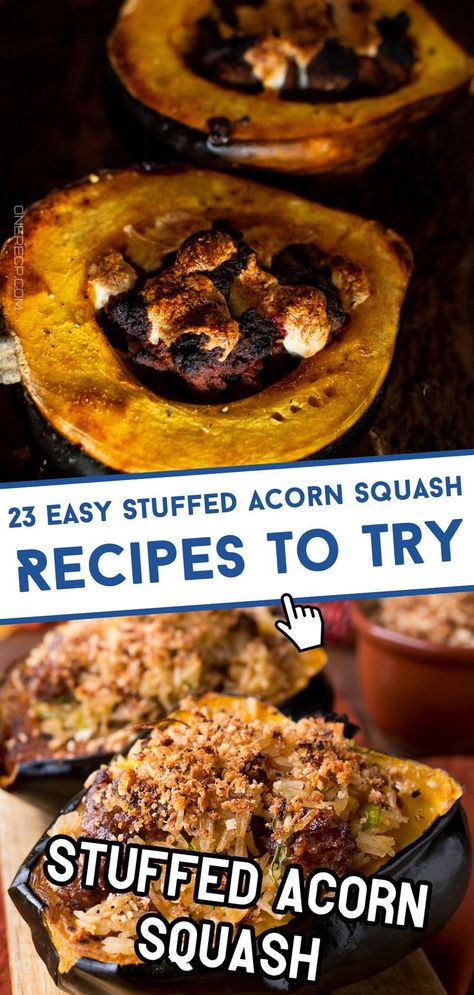 Explore 23 easy stuffed acorn squash recipes to try, featuring delicious fillings perfect for fall. Elevate your seasonal meals—find all the tasty ideas on our site! Stuffed Acorn Squash Recipes, Seasonal Meals, Stuffed Acorn Squash, Acorn Squash Recipes, Cozy Meals, Acorn Squash, Recipes To Try, Seasonal Food, Winter Squash